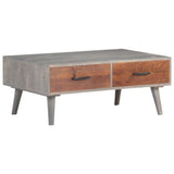 NNEVL Coffee Table Grey 100x60x40 cm Solid Rough Mango Wood