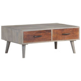 NNEVL Coffee Table Grey 100x60x40 cm Solid Rough Mango Wood