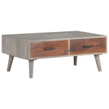 NNEVL Coffee Table Grey 100x60x40 cm Solid Rough Mango Wood