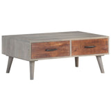 NNEVL Coffee Table Grey 100x60x40 cm Solid Rough Mango Wood