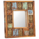 NNEVL Mirror with Buddha Cladding 50x50 cm Solid Reclaimed Wood