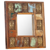NNEVL Mirror with Buddha Cladding 50x50 cm Solid Reclaimed Wood