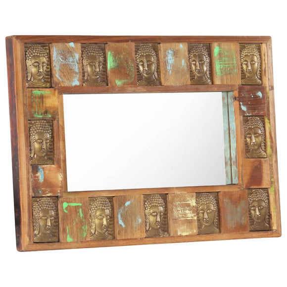 NNEVL Mirror with Buddha Cladding 80x50 cm Solid Reclaimed Wood