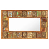 NNEVL Mirror with Buddha Cladding 80x50 cm Solid Reclaimed Wood