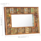 NNEVL Mirror with Buddha Cladding 80x50 cm Solid Reclaimed Wood