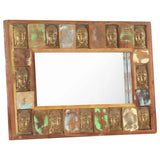 NNEVL Mirror with Buddha Cladding 80x50 cm Solid Reclaimed Wood