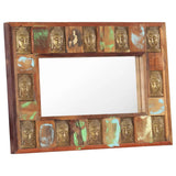 NNEVL Mirror with Buddha Cladding 80x50 cm Solid Reclaimed Wood