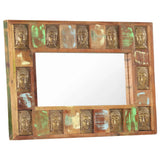 NNEVL Mirror with Buddha Cladding 80x50 cm Solid Reclaimed Wood
