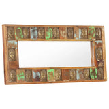 NNEVL Mirror with Buddha Cladding 110x50 cm Solid Reclaimed Wood