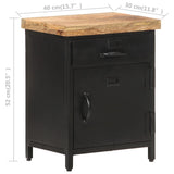 NNEVL Bedside Cabinet 40x30x52 cm Rough Mango Wood