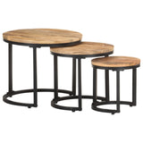 NNEVL Side Tables 3 pcs Rough Mango Wood