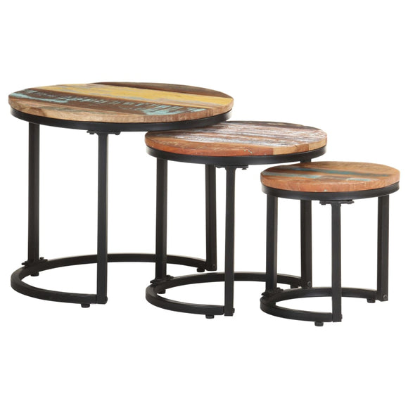 NNEVL Side Tables 3 pcs Solid Reclaimed Wood