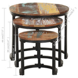 NNEVL Side Tables 3 pcs Solid Reclaimed Wood