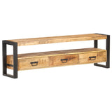 NNEVL TV Cabinet 150x30x45 cm Solid Rough Mango Wood
