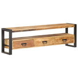 NNEVL TV Cabinet 150x30x45 cm Solid Rough Mango Wood