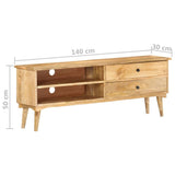 NNEVL TV Cabinet 140x30x50 cm Solid Mango Wood