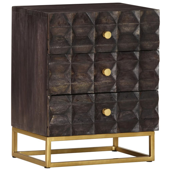 NNEVL Bed Cabinet Black 40x30x50 cm Solid Mango Wood