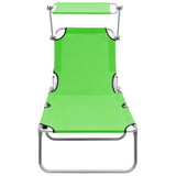 NNEVL Folding Sun Lounger with Canopy Steel Apple Green