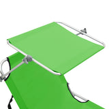NNEVL Folding Sun Lounger with Canopy Steel Apple Green