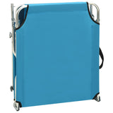 NNEVL Folding Sun Lounger with Canopy Steel Turquoise and Blue