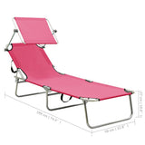 NNEVL Folding Sun Lounger with Canopy Steel Magento Pink