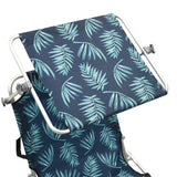 NNEVL Folding Sun Lounger with Canopy Steel Leaves Print