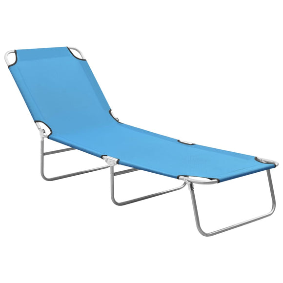 NNEVL Folding Sun Lounger Steel and Fabric Turquoise Blue