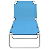 NNEVL Folding Sun Lounger Steel and Fabric Turquoise Blue