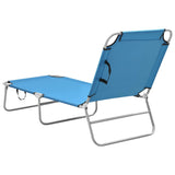 NNEVL Folding Sun Lounger Steel and Fabric Turquoise Blue