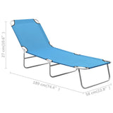 NNEVL Folding Sun Lounger Steel and Fabric Turquoise Blue