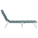 NNEVL Folding Sun Lounger Steel and Fabric Leaves Print