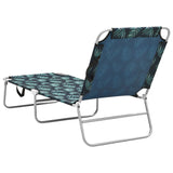 NNEVL Folding Sun Lounger Steel and Fabric Leaves Print