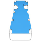 NNEVL Folding Sun Lounger with Head Cushion Steel Turqoise Blue