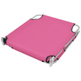 NNEVL Folding Sun Lounger with Head Cushion Steel Magento Pink