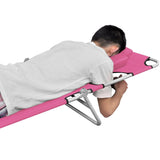 NNEVL Folding Sun Lounger with Head Cushion Steel Magento Pink