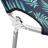 NNEVL Folding Sun Lounger with Head Cushion Steel Leaves Print