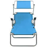 NNEVL Sun Lounger with Canopy Steel Blue