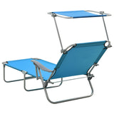 NNEVL Sun Lounger with Canopy Steel Blue