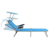 NNEVL Sun Lounger with Canopy Steel Blue