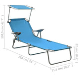 NNEVL Sun Lounger with Canopy Steel Blue