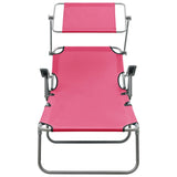 NNEVL Sun Lounger with Canopy Steel Pink