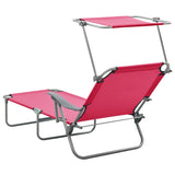 NNEVL Sun Lounger with Canopy Steel Pink