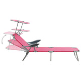 NNEVL Sun Lounger with Canopy Steel Pink