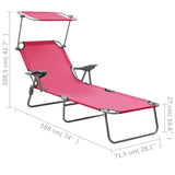 NNEVL Sun Lounger with Canopy Steel Pink