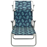 NNEVL Sun Lounger with Canopy Steel Leaf Print