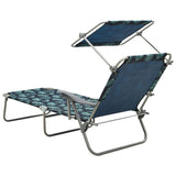 NNEVL Sun Lounger with Canopy Steel Leaf Print