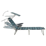NNEVL Sun Lounger with Canopy Steel Leaf Print