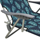 NNEVL Sun Lounger with Canopy Steel Leaf Print