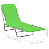 NNEVL Folding Sun Loungers 2 pcs Steel and Fabric Green