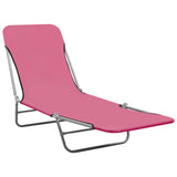 NNEVL Folding Sun Loungers 2 pcs Steel and Fabric Pink